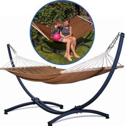 Hangmat met Standaard en Spreidstok – 2 Persoons – Extra Stabiel Frame tot 220 kg – Duurzame Hangmatset – Grande Roma
