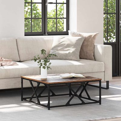 vidaXL - Salontafel - Oud - Hout - 70 - x - 70 - x - 30 - cm - Bewerkt - hout