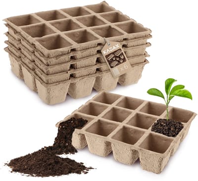 KADAX turfpotten, kweekpotten, afbreekbare kweekpotten, zaailingen kweekplaten, biologische pot, kweekpot, papieren potten, groeipotten, vezelpotten (6, rechthoekig)
