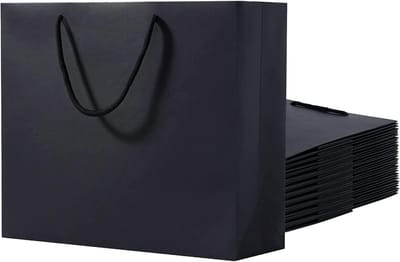 Grote Zwarte Cadeautassen van 250gsm Papier - 24 Stuks voor Feestjes, Bruiloften en Verjaardagen, 40 x 12 x 28 cm