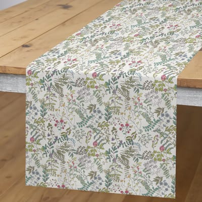 ABAKUHAUS Retro-tafelloper – Off White Meerkleurig – 40x180 cm – handgestikte randen