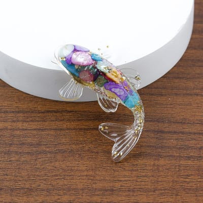 Mini Kleine Vissen Bureaublad Ornament, Vintage en Gepersonaliseerde Koi Vissen, Micro Landschap Hars Ambachten, Geschikt Als Klein Cadeau voor Vrienden Colorful Shells