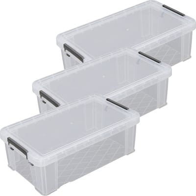 Whitefurze Opbergbox - 3x stuks - 5.8 liter - Transparant - 35 x 19 x 12 cm - kunststof - opslag oplossingen - kist - met deksel