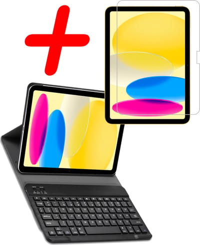 Hoes Geschikt voor Apple iPad 10 (2022) - 10.9 inch - 10e Generatie - Met Screenprotector - Toetsenbord Case - Keyboard Book Cover - Hoesje - Donkerblauw