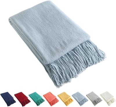 Decoratieve Kabel Gebreide Plaid met Franje - Super Zacht en Gezellig voor Bank of Bed - 50 x 60 Inch
