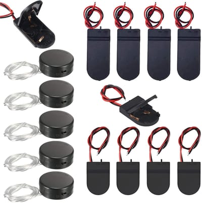 Dailygoody - Batterijhouder CR2032 - Met aan/uit-schakelaar - Zwart - 2 knoopcellen - Handig voor diverse toepassingen - Geschikt voor knoopcellen