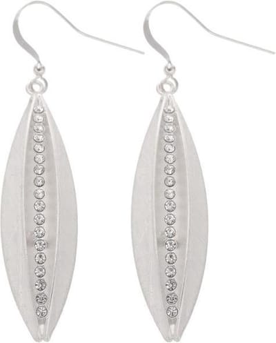 Behave - Oorbelhangers dames - Zilverkleur mat - Elegant kristal - 5 cm