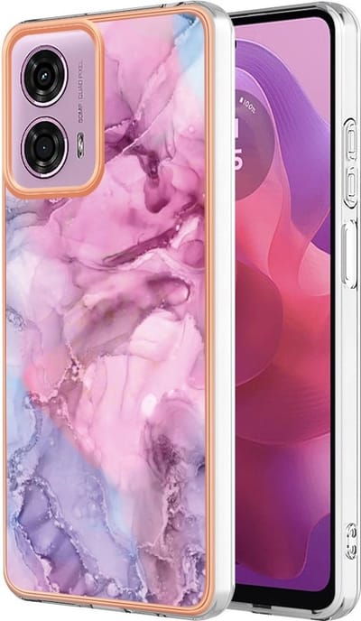 Coverup Hoesje - Geschikt voor Motorola Moto G04(s) / G24 / E14 Hoesje - Coverup Marble Design TPU Back Cover - Roze