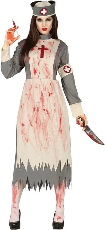 Horror verpleegster/zuster verkleed kostuum voor dames - Halloween zombie zuster jurkje - Carnaval XL/XXL