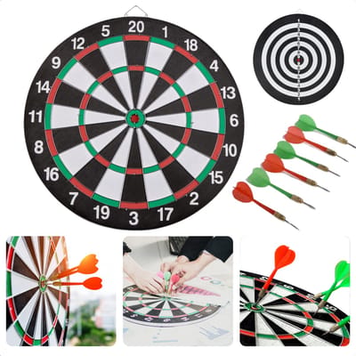 Cheqo® Dubbelzijdig Dartbord met Dartpijlen - Inclusief 6 Darts - Darten - Dart Bord