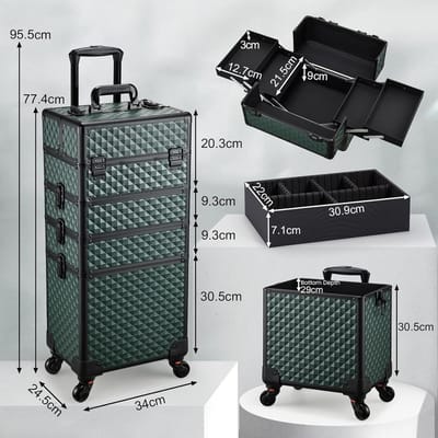 Cosmetica Make-uptrolley 4-in-1 XL - Donker Groen