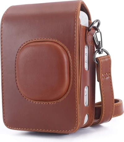 YONO Vintage Case geschikt voor Fujifilm Instax LiPlay - Leren Hoesje met Draagriem – Bruin