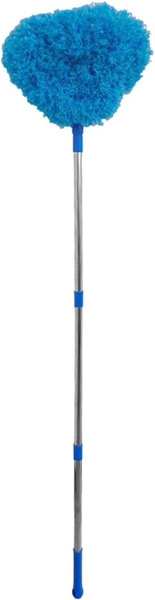 Plafondventilatorreiniger - Stofdoek met steel - Hoog Reinigen - Afneembare kop - Lange steel - Blauw
