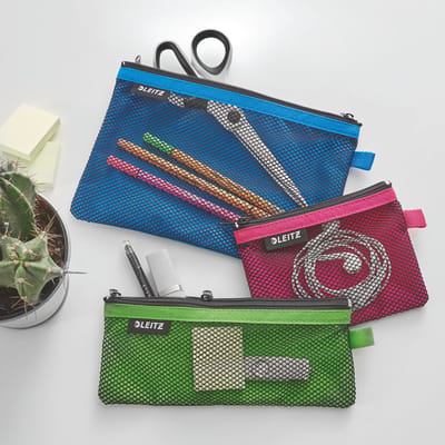 Leitz WOW etui met twee vakken maat L Zwart