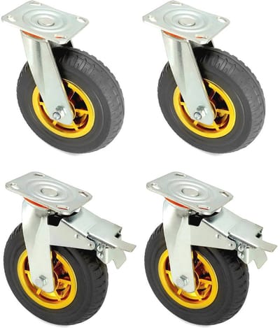 Zwaarlastwielen 200mm - 4 stuks - tot 280 kg per wiel - schokdempende zwenkwielen voor meubeltransport