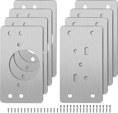 Famanu - Scharnierreparatieplaat 8 stuks kast scharnier reparatiebeugels roestvrij staal platte bevestigingsbeugel montageplaat met 48 schroeven voor keuken houten meubels lade raamdeur 90 x 50 mm