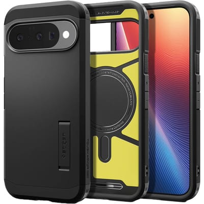 Spigen Tough Armor Hoesje Geschikt voor Google Pixel 10 / 10 Pro | Compatibel met MagSafe / Qi2 | Back Cover Militaire Standaard | Kickstand | Zwart