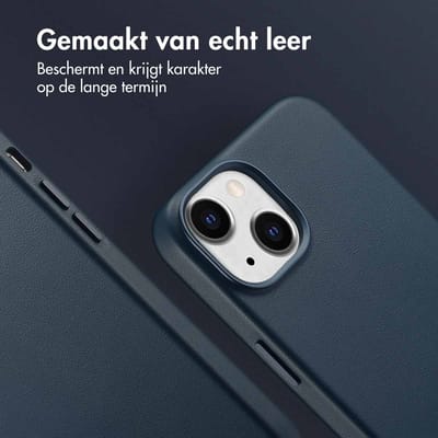 Accezz Hoesje - Geschikt voor iPhone 14 - geschikt voor MagSafe Leather Backcover - Nightfall Blue
