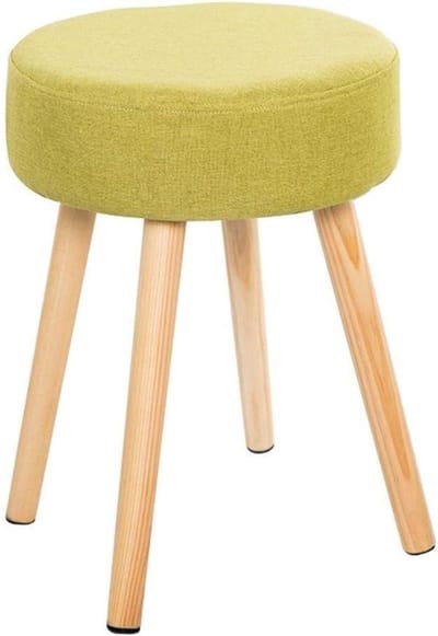 Voetenbankje - Poef Hocker - Zitcomfort - Massief Houten Poten - 32x42cm - Groen