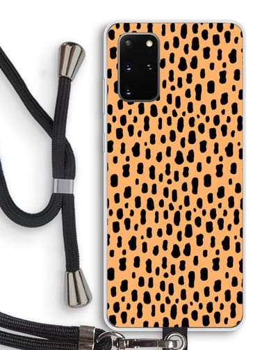 Case Company® - Hoesje met koord geschikt voor Samsung Galaxy S20 Plus hoesje met Koord - Panter - Telefoonhoesje met Zwart Koord - Bescherming aan alle Kanten en Over de Schermrand