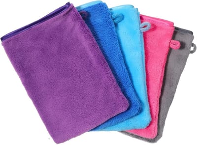 Set van 5 Microvezel Washandjes 20 x 15 cm voor Gezicht en Lichaam, Sterke Waterabsorptie, Make-up Verwijdering en Bad- en Gezichtsverzorging