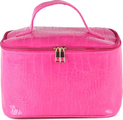 Nouka Roze Dames Toilettas – Krokodillen Patroon - Beauty Case – Make Up Tas – Tasje - Toilet Etui - PU Leer – Grote Inhoud - Cadeau Voor Vrouwen – Cadeau voor Meisjes
