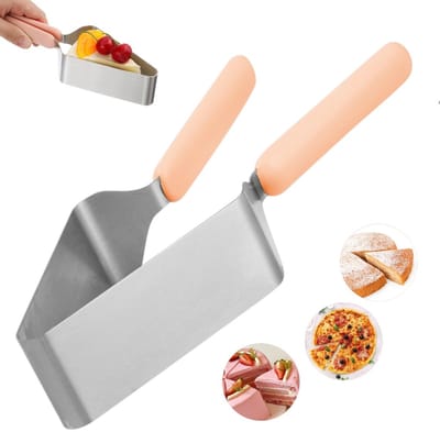 Taartsnijder - Roestvrijstalen taartsnijder - Zilver - Driehoekig taartsnijgereedschap - Driehoekige taartverdeler - Met dubbele handgrepen - Geschikt voor het snijden van taarten, desserts en gebak