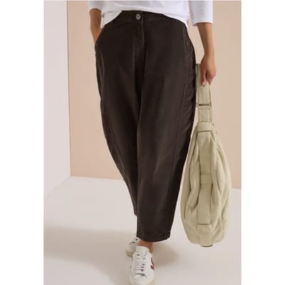 Mid Waist Barrel Leg Hose im Casual Fit