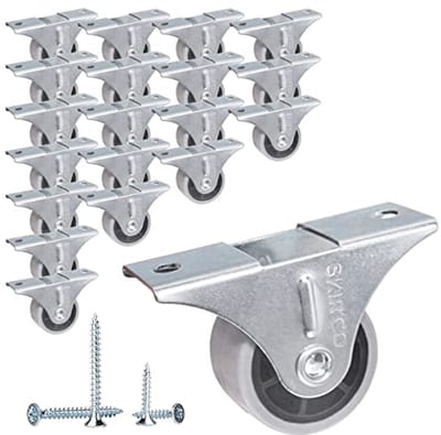 Kleine 30 mm meubelwielen - Pack van 20 Stuks - Grijze Rubber Vaste Wielen