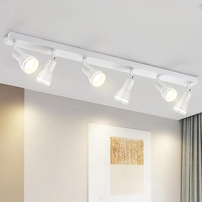 NETTLIFE Opbouwspot GU10 - L 83cm - wit - 6-Lichts - rechthoekig - Moderne Plafondlamp - 355° draaibaar Plafondspot - creatief ontwerp Lampkap - voor Slaafkamer | Kantoor | Woonkamer - Max.25W-excl. lichtbron