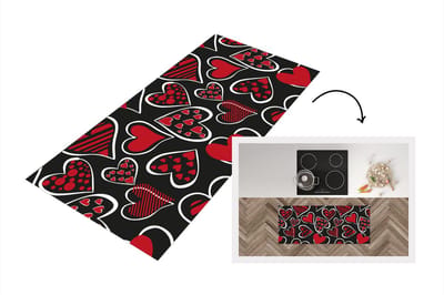 Keukenloper - Loper keuken - Meisjes - Hart - Liefde - Patronen - 120x50 cm - Keukenloper vinyl