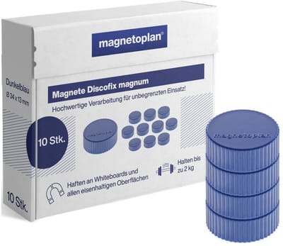magnetoplan Magneet Discofix Magnum (Ø x h) 34 mm x 13 mm Rond Donkerblauw 10 stuk(s) 1660014