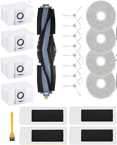 geschikt voor Ecovacs Deebot T20 OMNI / T20e OMNI Stofzuiger Reserveonderdelen Accessoireset, 1 Hoofdborstel, 4 HEPA-filters, 4 Reinigingsdoeken, 4 Stofzakken, 1 Reinigingsborstel, 8 Zijborstels