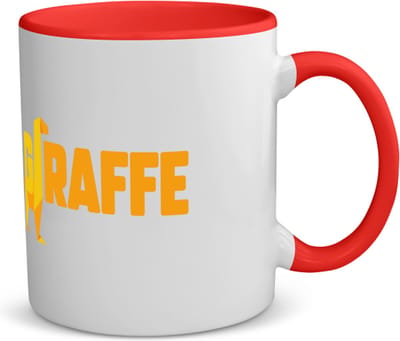 Akyol - giraffe logo geel koffiemok - theemok - roze - Giraffe - dieren liefhebber - iemand die houdt van giraffen - verjaardag - cadeau - kado - geschenk - 350 ML inhoud
