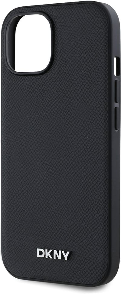 DKNY, Hoesje geschikt voor iPhone 13 - MagSafe Elegant met Metalen Logo, Zwart