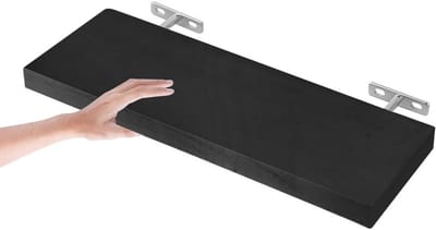 Wandplanken van hout, zwevende opbergplanken voor decoratie en presentatie in woonkamer, slaapkamer en meer, set van 2, zwart