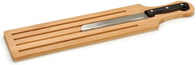 Bamboe houten broodplank/snijplank/serveerplank met mes 50 x 10 cm - Broodplanken van hout