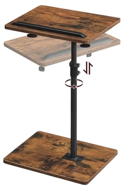 360° Draaibare Bijzettafel met Verstelbare Hoogte voor Kleine Ruimtes - Vintage Bruin