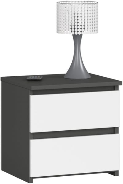 Nachtkastje CL2 met 2 Lades / AKORD Furniture Factory / Grafietgrijs - Wit / 40 x 40 x 35 cm
