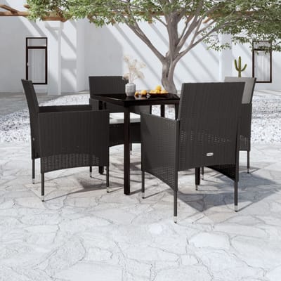 vidaXL - 5-delige - Tuinset - met - kussens - zwart