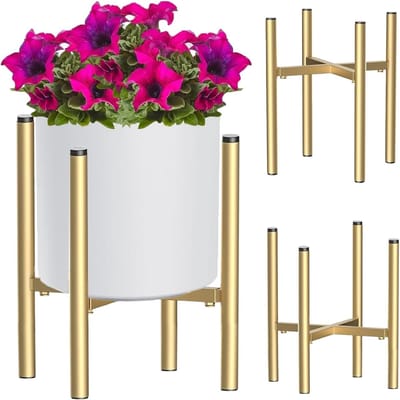 Plantenstandaard, Bloemenstandaard, Metalen goud, 21 cm-35 cm, Bloemenkruk, Plantenrek, Bloempothouder voor Potten met een Buitendiameter van 20-35 cm