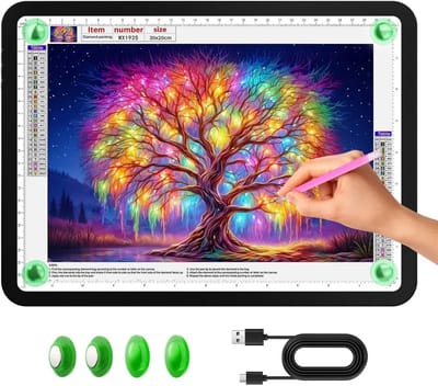Lichttafel A4 - Tekentafel LED - Diamant Schilderen - Magnetische Grip - 35 cm - Zwart
