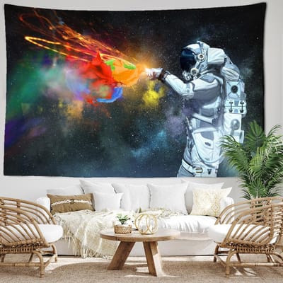 Nachthemel Heelal Astronaut Wandtapijt Muurhanger Abstract Landschap Hippie Tapitz Hekserij Slaapkamer Woonkamer Huisdecoratie 95x70CM