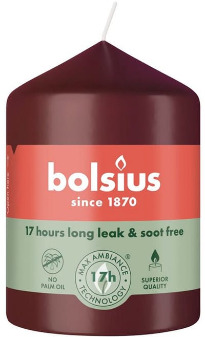 Bolsius - Stompkaars - Essentials - 80/58 - 1 Stuk - Velvet Red