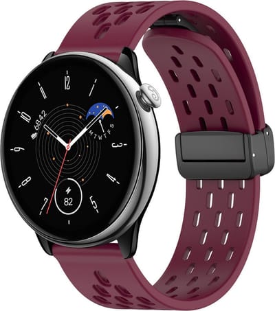 Siliconen bandje - geschikt voor Garmin Venu (2 Plus) / Venu SQ (2) / Vivomove (Style - Sport) / Vivoactive 3 / 5 / 6 / Forerunner 55 / 165 / 245 / 645 / 570 - 42mm - bordeauxrood