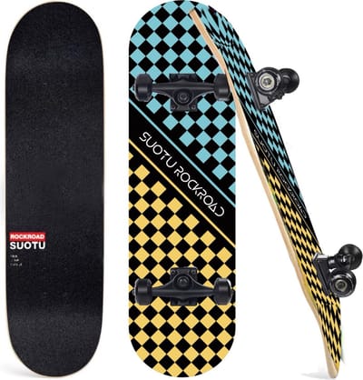 Suotu Skateboard - 80x20cm - ABEC-9 - 95A - schokabsorptie - Jongens - Meisjes - Volwassenen Skateboards