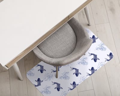Coloray Vloerbeschermer - Blauwe koi-vis Vloerbeschermer Bureaustoel - 100x70 cm - Marine Bureau Stoel Mat - Vloerbeschermer PVC - Mótif Bureaustoelmat - Rechthoekige Mat - Dieren Thema
