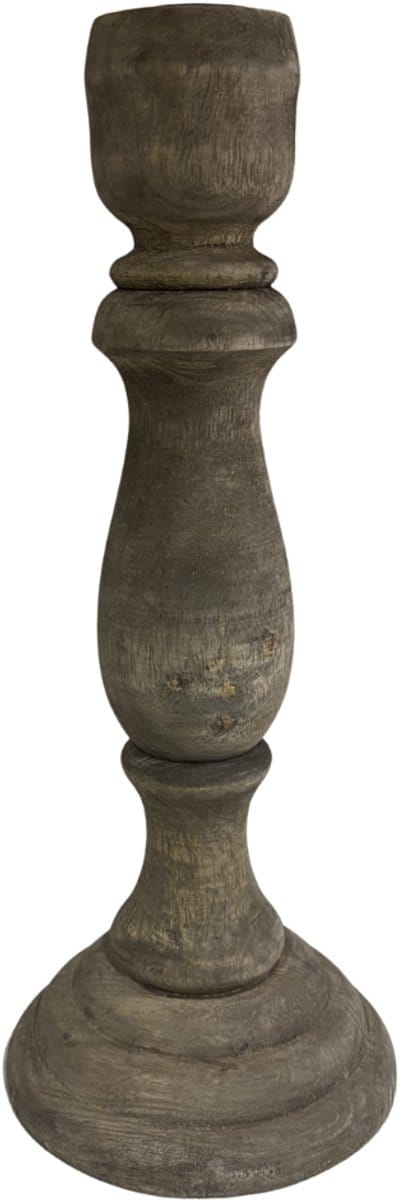 by Mooss - Kandelaar - Hout - Old Brown - 30 cm - Landelijk - Stoer - Sober - Landelijk - Sfeervol - Decoratie