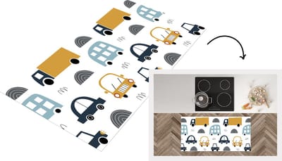 Keukenloper - Loper keuken - Patroon - Jongens - Auto - Kind - 120x60 cm - Keukenloper vinyl