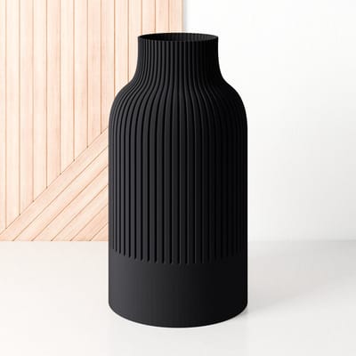 Fleuriek - Grote Vaas - Zwart - H50 cm - Japandi Vaas - Minimalistisch design - Bloemenvaas van bio kunststof - Japandi living decoratieve vaas